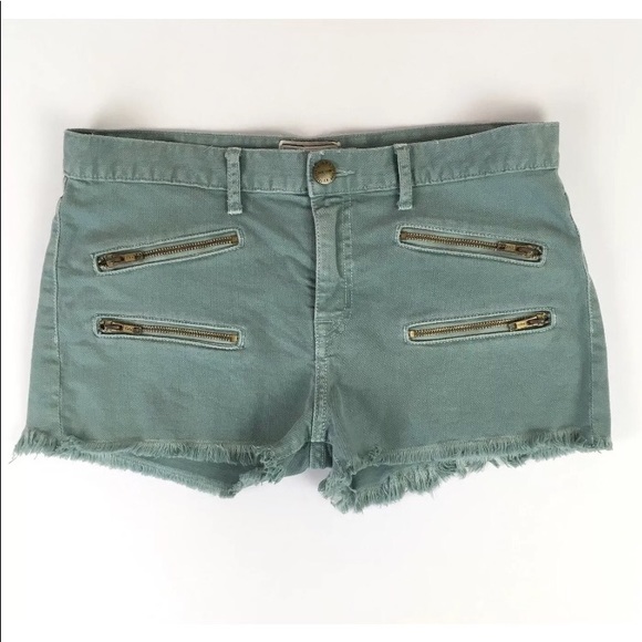 Current/Elliott Pants - Current/Elliot Green Denim Cut Off Shorts Size 27